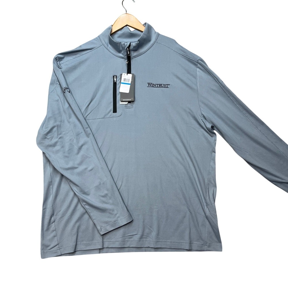 Callaway Pullover Mens XL Gray Blue Long Sleeve Quarter-Zip Stretch Opti Dri NEW